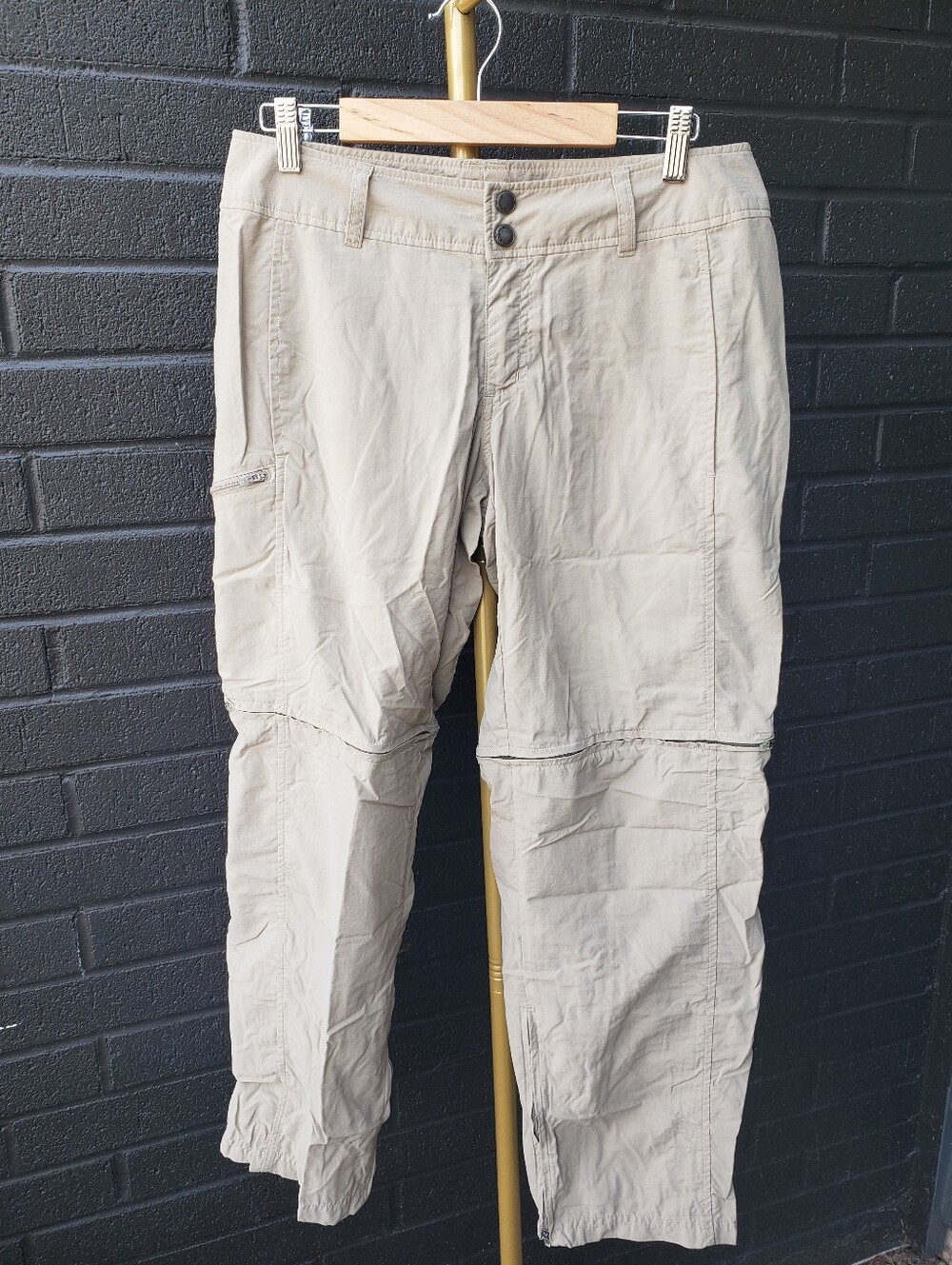 ExOfficio Convertible Hiking Pants Tan Beige Zip Off Cargo Trail Travel Sz 6